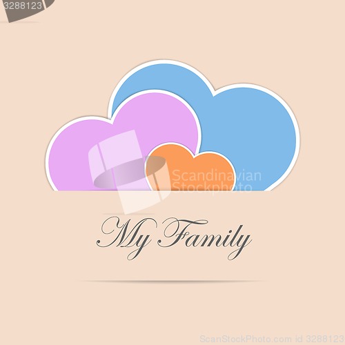 Image of Three paper style hearts as family symbol