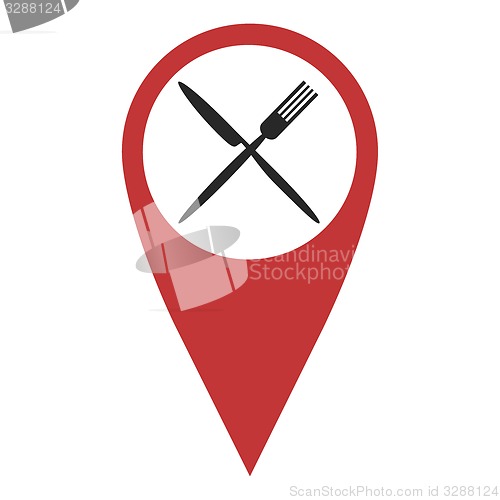 Image of Red geo pin with fork and knife