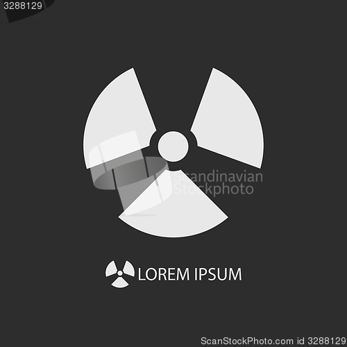 Image of White radiation sign on dark grey