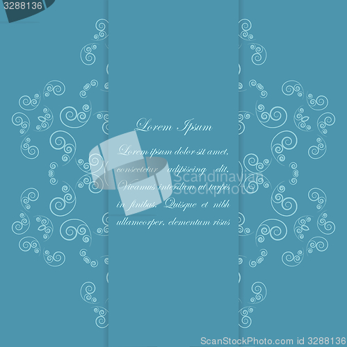 Image of Blue card design with ornate floral pattern