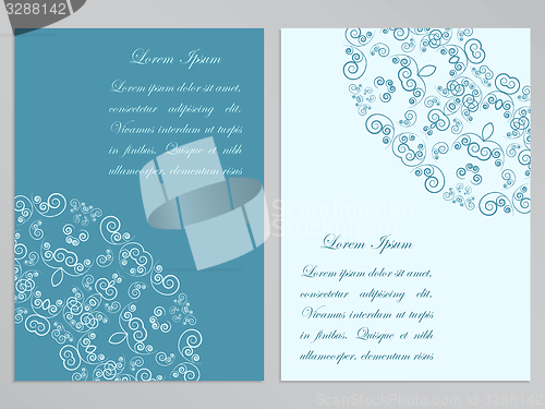 Image of Blue and white flyers with ornate pattern