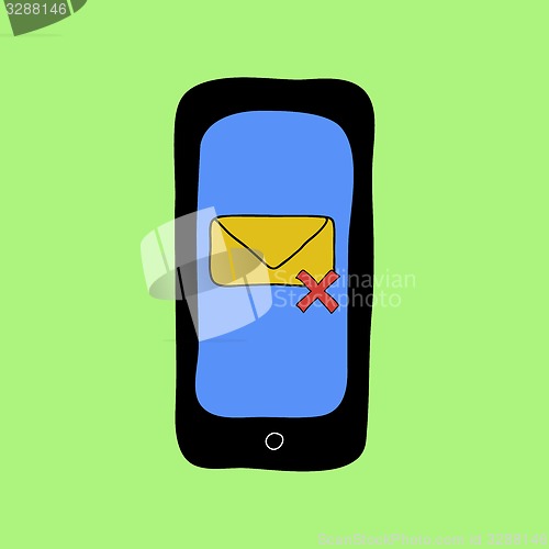 Image of Doodle style phone with deleted message
