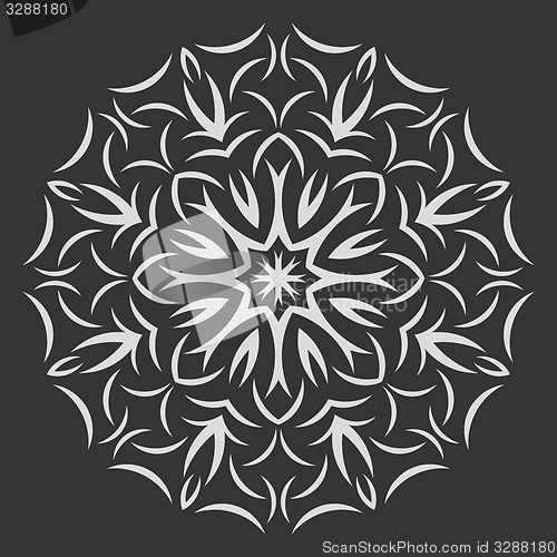 Image of Round white  flower pattern on black background