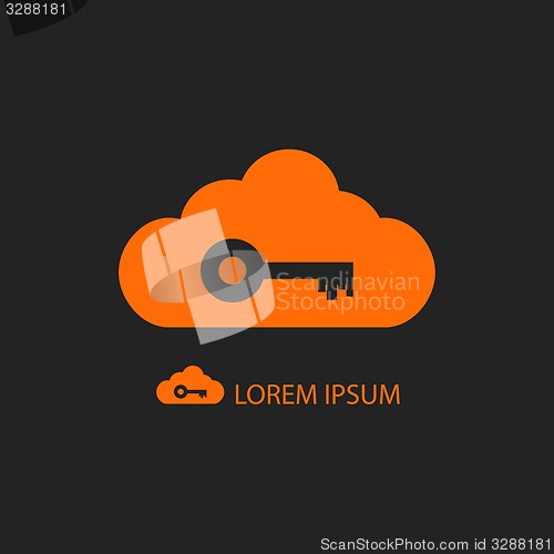 Image of Orange cloud with key on black