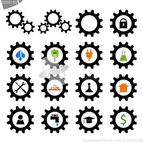 Image of Set of gear wheel logos