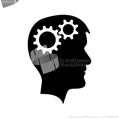 Image of Man head with gear wheel