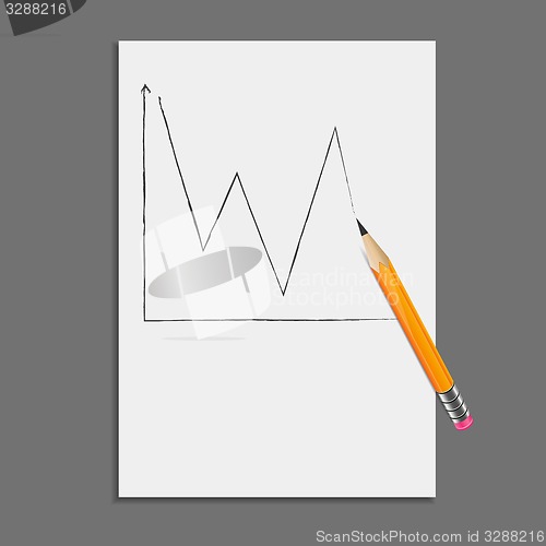 Image of Sheet of paper with pencil drawing graph