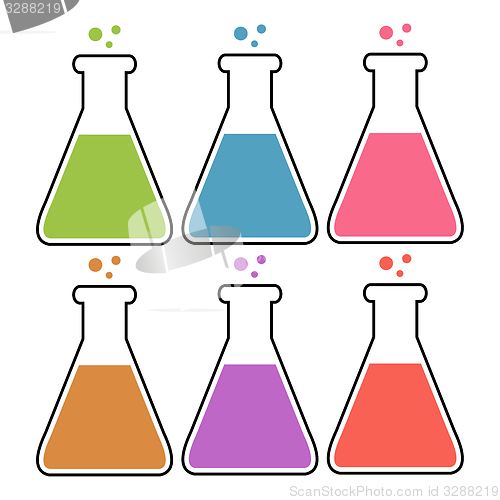 Image of Set of flasks with color liquid