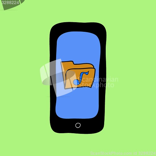 Image of Doodle style phone with music folder