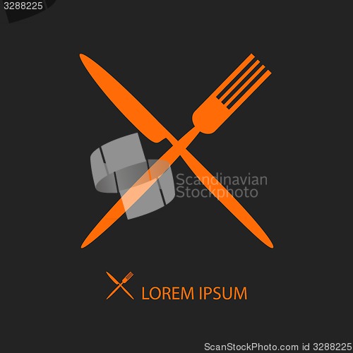 Image of Crossed orange flatware on black