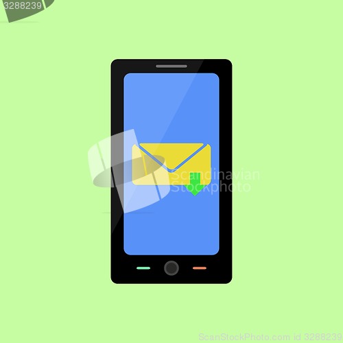 Image of Flat style smart phone with inbox message