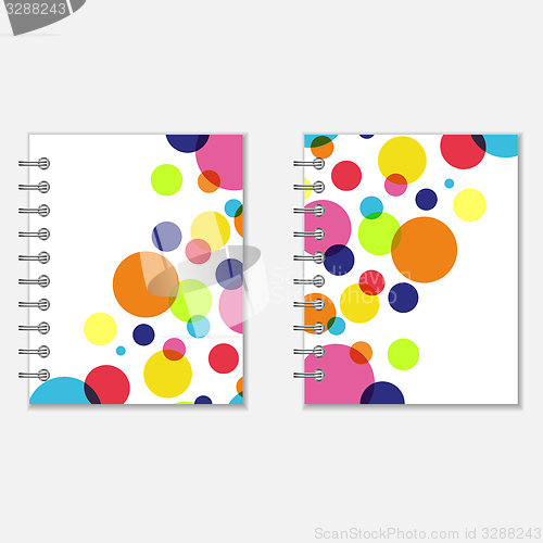 Image of Notebook covers design with colorful circles