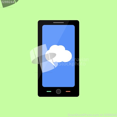 Image of Flat style smart phone with speech bubble