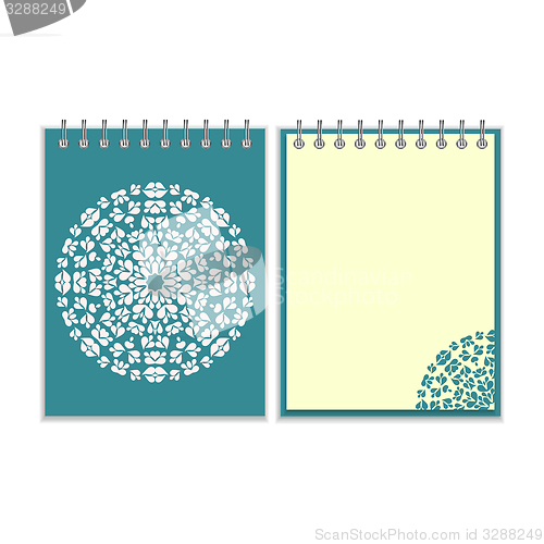 Image of Blue cover notebook with round pattern