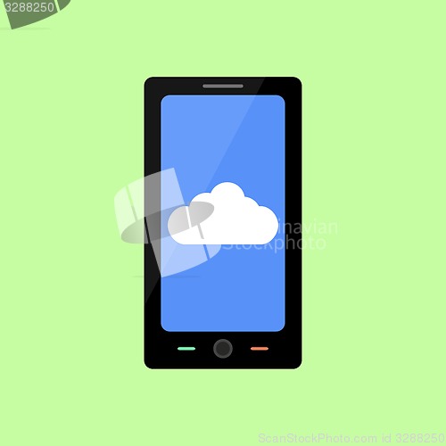 Image of Flat style smart phone with cloud 