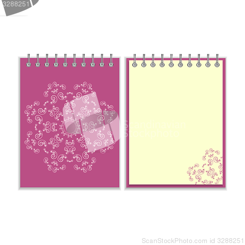 Image of Purple cover notebook with round ornate star pattern