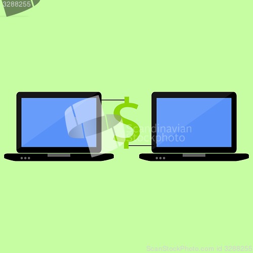 Image of Flat style laptops with dollar