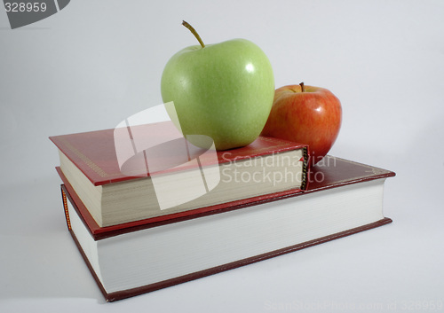 Image of two apples and two books