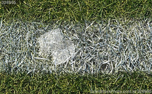 Image of Boundary line of a playing field closeup