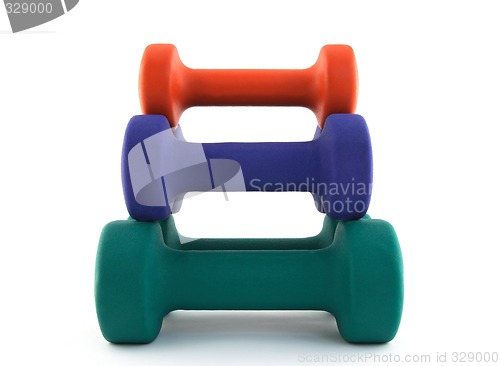 Image of Pyramid of colorful dumbbells