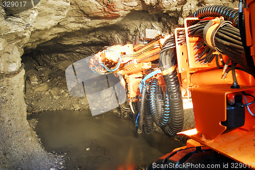 Image of heavy machine inside a mine shaft