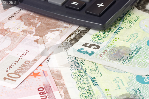 Image of Forex - British and Euro currency pair with calculator

