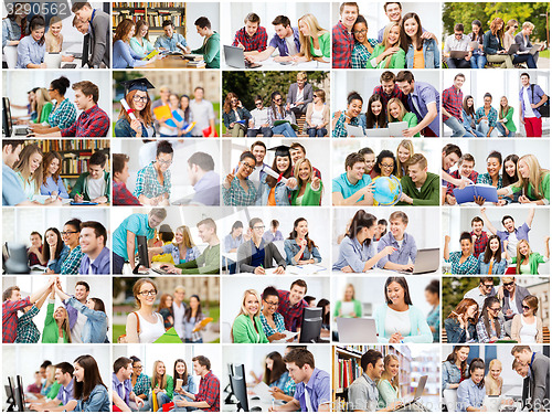 Image of collage with many pictures of college students