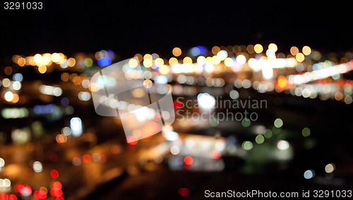 Image of colorful bright lights on dark night background