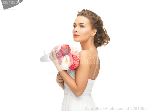 Image of woman with bouquet of flowers