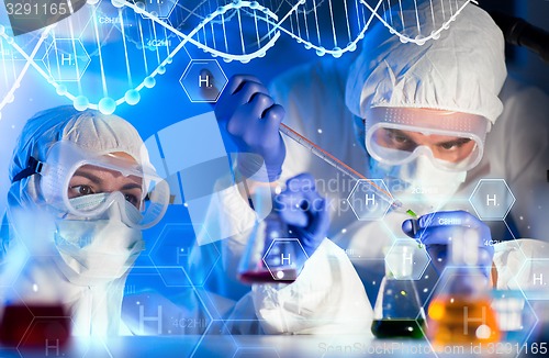 Image of close up of scientists making test in lab