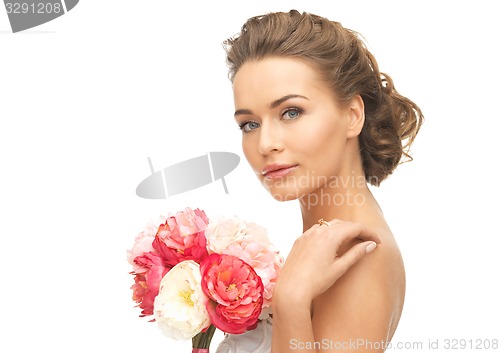 Image of woman with bouquet of flowers