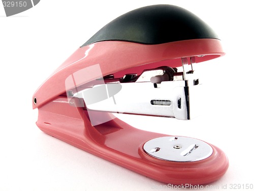 Image of Red stapler on a white background. isolated 1