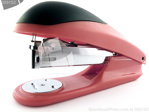 Image of Red stapler on a white background. isolated 3