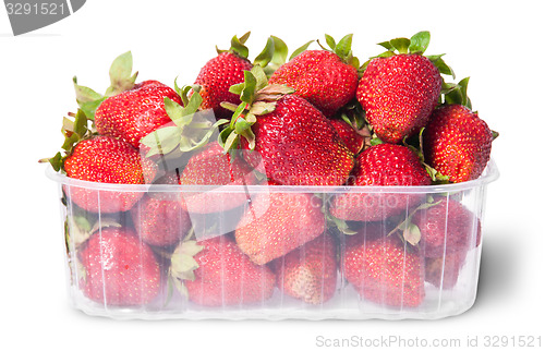 Image of Freshly strawberries in a plastic tray