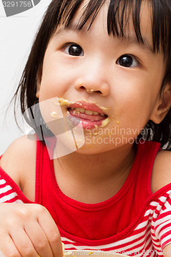 Image of Chinese Girl Eating Durian