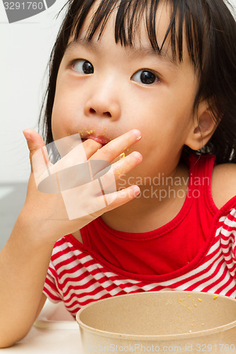 Image of Chinese Girl Eating Durian