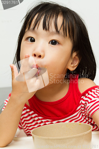 Image of Chinese Girl Eating Durian