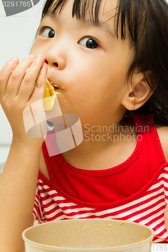 Image of Chinese Girl Eating Durian