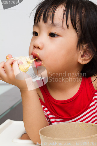 Image of Chinese Girl Eating Durian