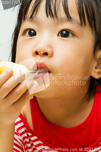 Image of Chinese Girl Eating Durian