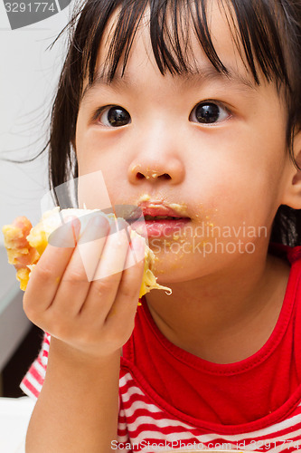 Image of Chinese Girl Eating Durian