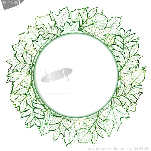 Image of Fresh green leaves vector border.