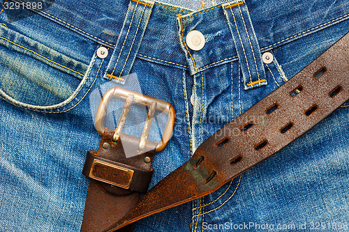 Image of Vintage leather belt with metal buckle