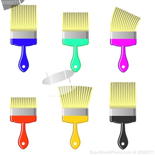 Image of Set of Colorful Paintbrushes 