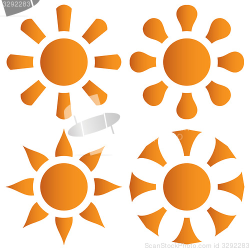 Image of Vector set of orange sun