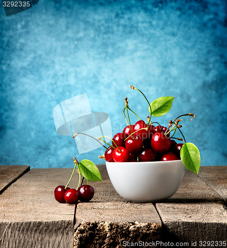 Image of Red cherries in plate