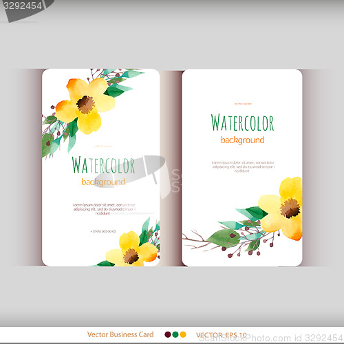 Image of Set of abstract watercolor cards. Watercolor flowers.