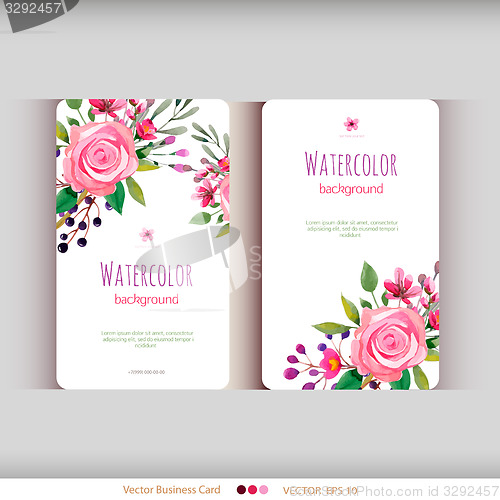 Image of Set of abstract watercolor cards. Watercolor flowers.