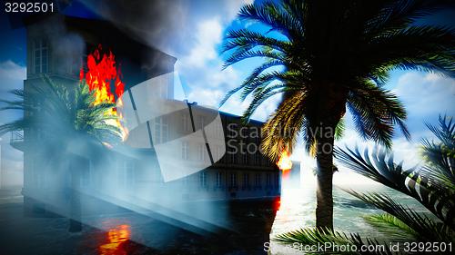 Image of Tsunami devastating the city 