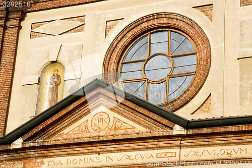 Image of rose window  italy  lombardy     in  the parabiago old      tile